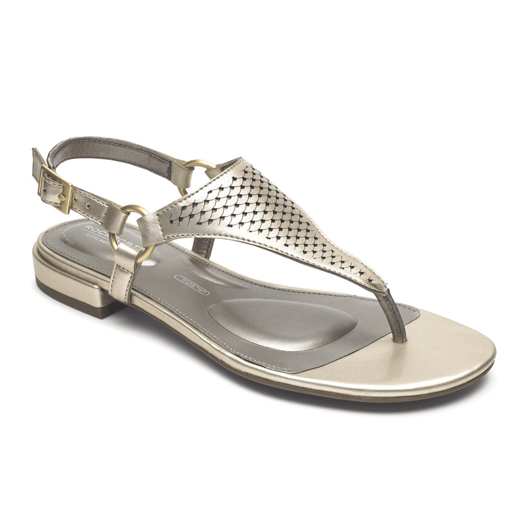 Rockport Singapore Womens Sandals - Total Motion Zosia Thong Gold - PQ3846950